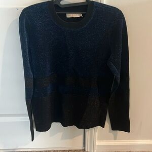 Tory Burch size small blue and black glitter sweater